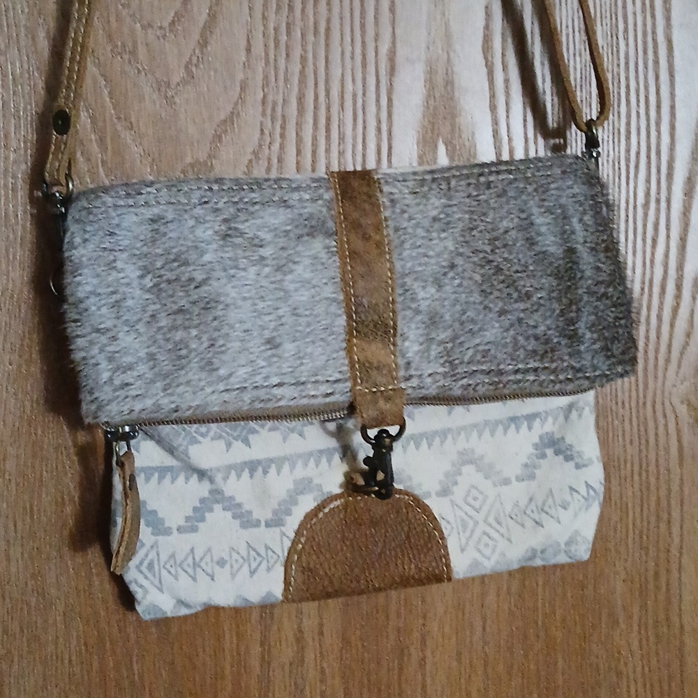 Myra Crossbody Perfect Condition Soft Gray/Tan Colors
